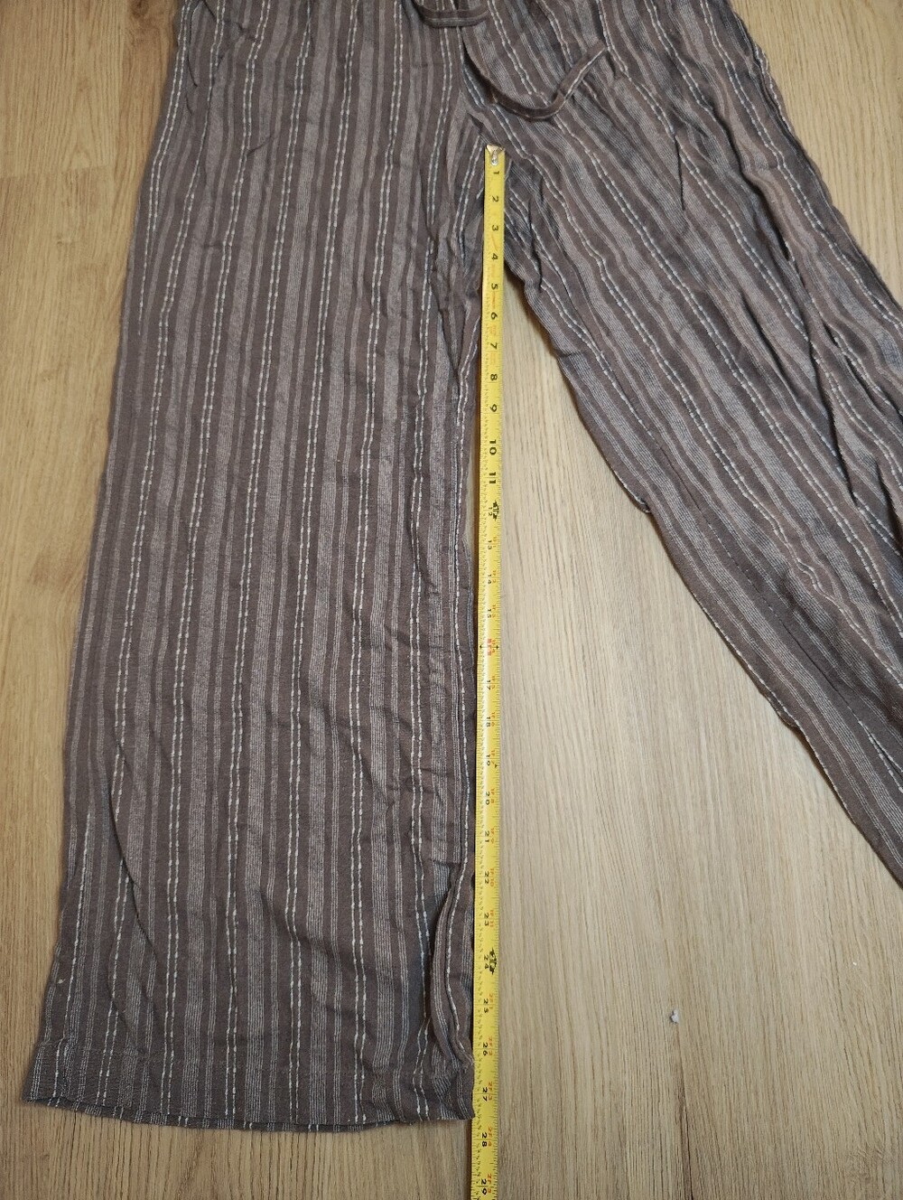 Brown Striped Wide-Leg Pants Size Large - Picture 5 of 9